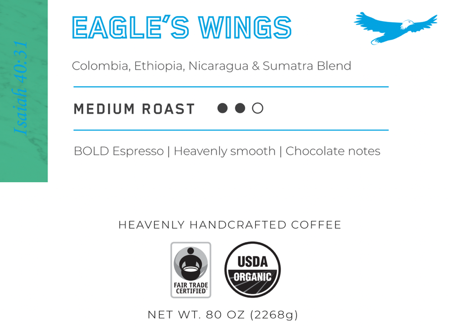 Eagle's Wings, Medium Roast, 5 LB (80oz) WHOLESALE DISCOUNT