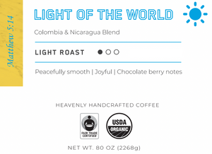 Light of The World, Light Roast, 5 LB (80oz) WHOLESALE DISCOUNT